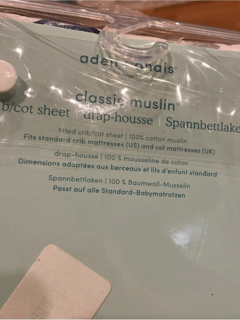 Brand New aden + anais Essentials Denim Wash Arrowhead Crib Sheet Cotton Muslin